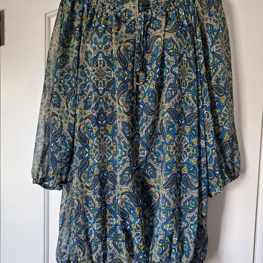 Sheer paisley print blouse